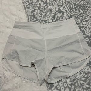 White Lululemon Speed Up Shorts